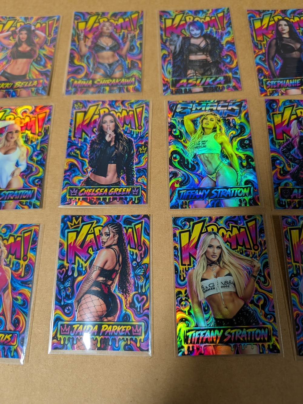KABOOM LADIES OF Wrestling HOLOFOIL STICKERS LOT (12) NEW 2.5x3.5 NEW